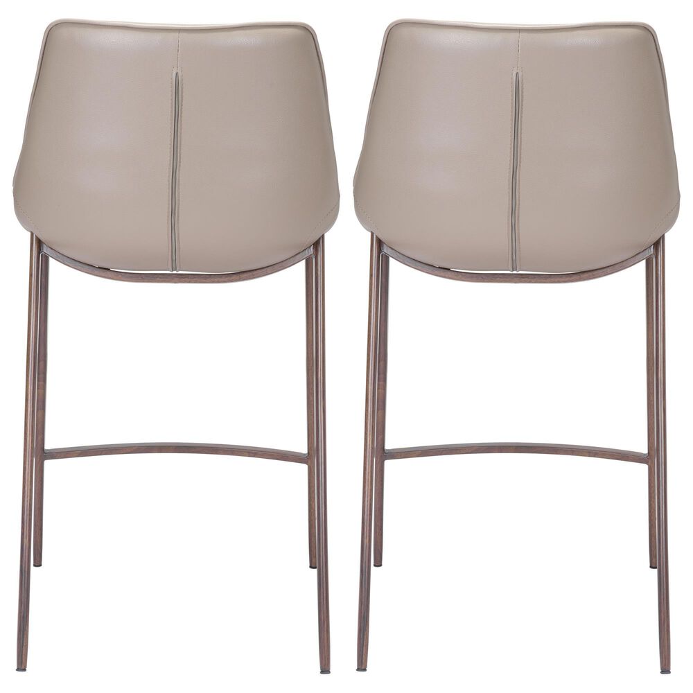Zuo Modern Magnus Counter Chair in Gray/Dark Brown &#40;Set of 2&#41;, , large