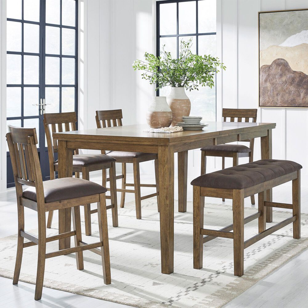 Ashley Ashley Urbinforte 6-Piece Rectangular Counter Dining Set in Light Brown, , large