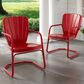 Crosley Furniture Ridgeland Metal Chair in Red (Set of 2), , large