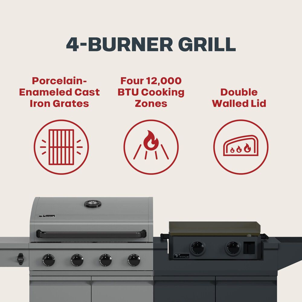 Tytus Anaheim and Emberwood 3-Piece Modular Duo with 2-Burner Gas Griddle in Gunmetal Gray, , large