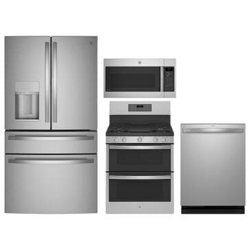 GE Profile 4pc Kitchen Package with Refrigerator, Range, Microwave, and Dishwasher in Stainless Steel, , large