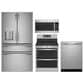 GE Profile 4pc Kitchen Package with Refrigerator, Range, Microwave, and Dishwasher in Stainless Steel, , large