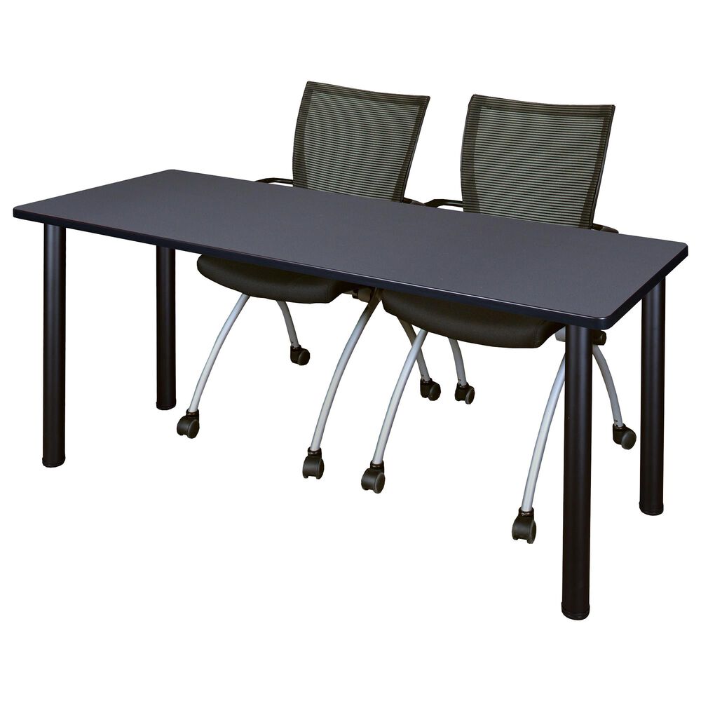 Regency Global Sourcing Kee 3-Piece Training Table Set in Grey/ Black/ Black, , large