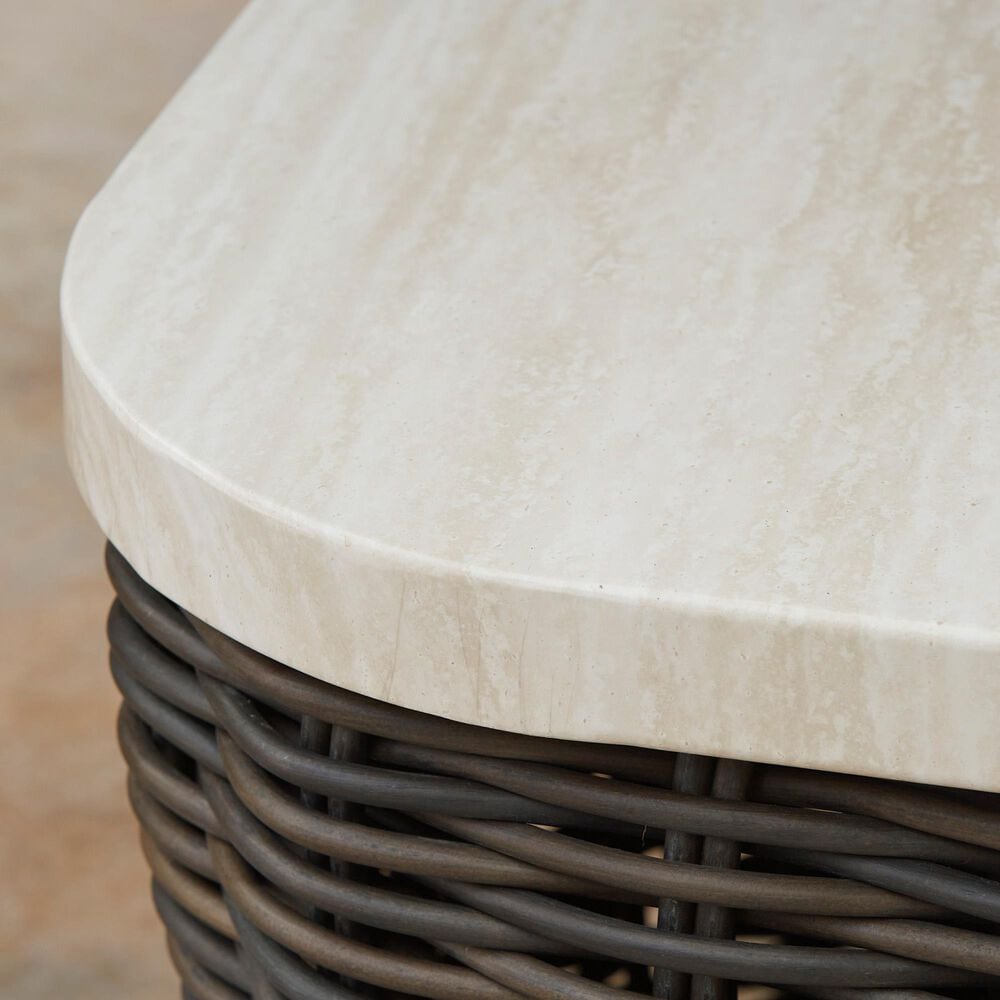 Ashley Kimora Patio Cocktail Table in Beige and Dark Brown, , large