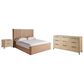 Universal Furniture Modern Walker Queen Panel Bed with Dresser and Nightstand in Natural Oak with AC Outlets and USB Ports, , large
