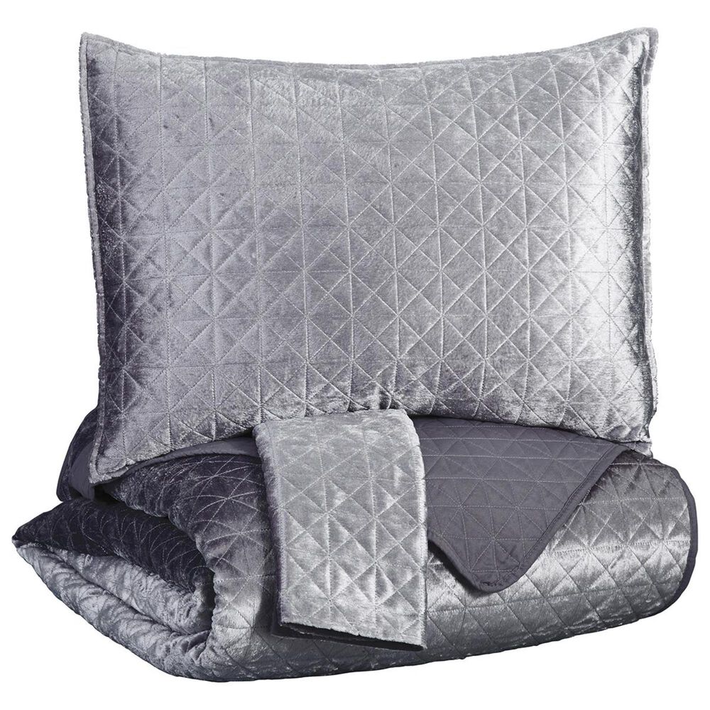 Signature Design by Ashley Maryam Queen Coverlet Set in Gray, , large