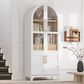HOMLUX 71" Tall Arched Kitchen Pantry Cabinet with Door Shelves, Farmhouse Kitchen Storage Cabinet with Open & Adjustable Shelves, Hidden Drawer & Glass Door, Cupboard for Kitchen, Dining Room, White, , large