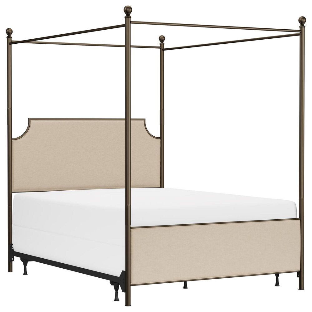 Richlands Furniture McArthur Queen Metal and Upholstered Canopy Bed in  Brown and Bronze, , large