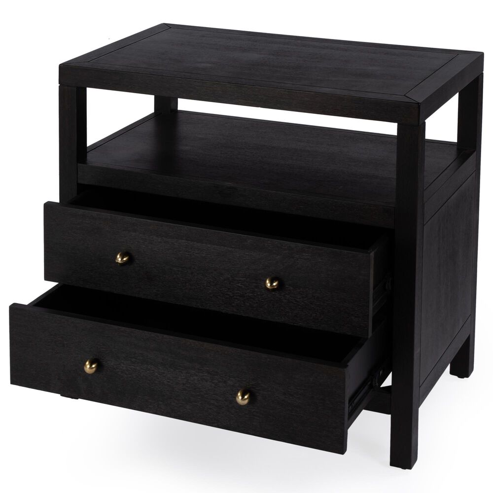 Butler Specialty Company Nora 2-Drawer Wide Nightstand with Open Shelf in Coffee Brown, , large