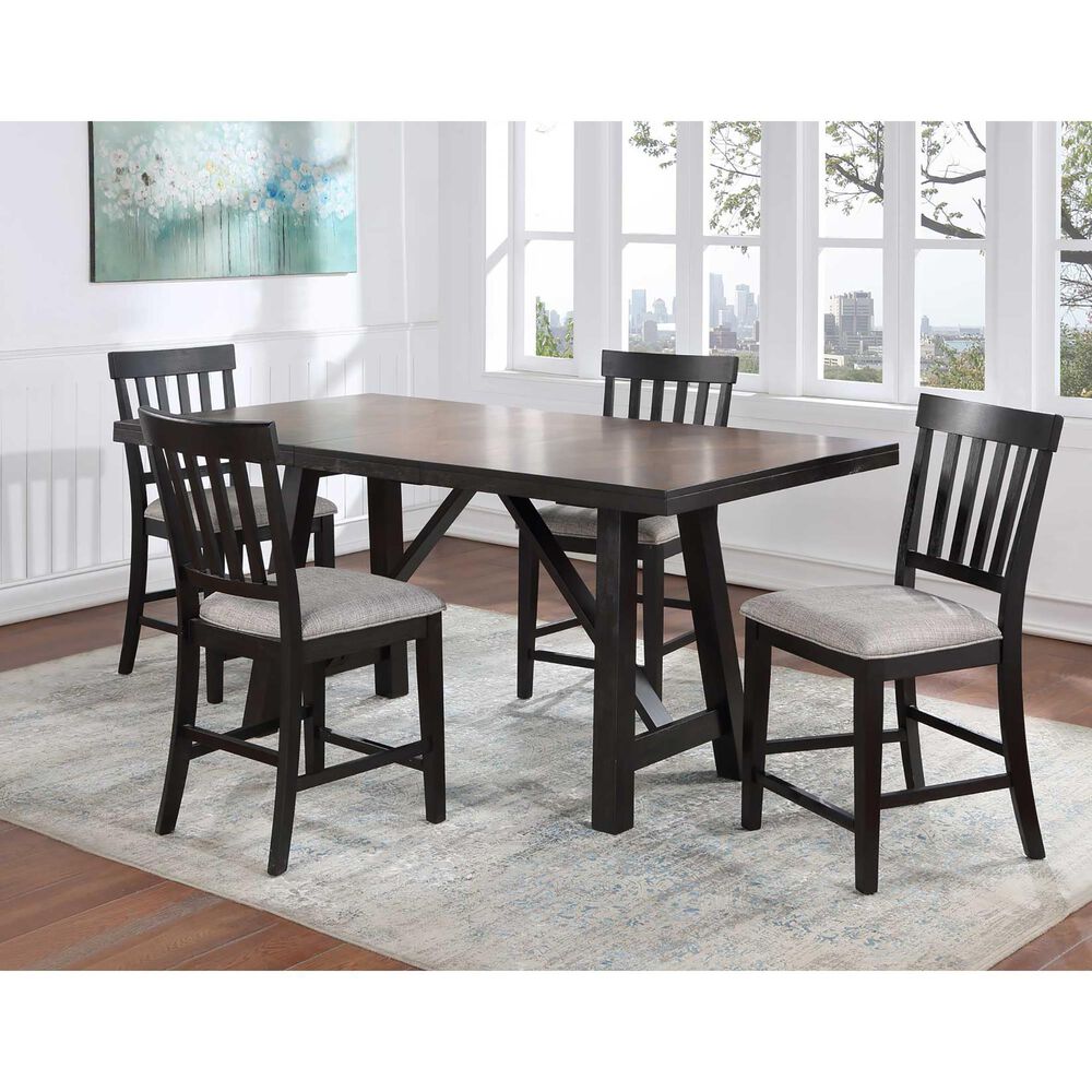 Steve Silver Halle 6-Piece Counter Height Dining Set in Ebony and Honey, , large