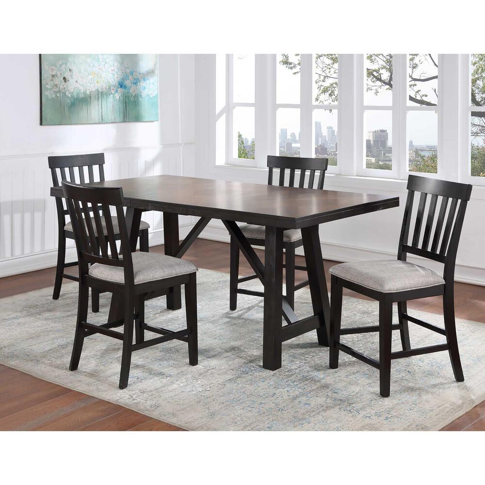 Steve Silver Halle 6-Piece Counter Height Dining Set in Ebony and Honey ...