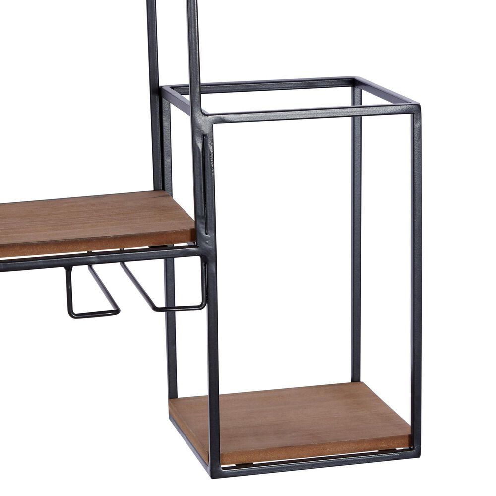 Maple and Jade 7-Bottle Display Wall Wine Rack in Matte Black and Brown, , large