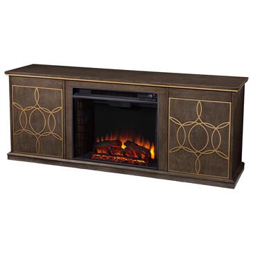 Southern Enterprises Yardlynn Electric Fireplace Console with Storage in Brown/Gold, , large
