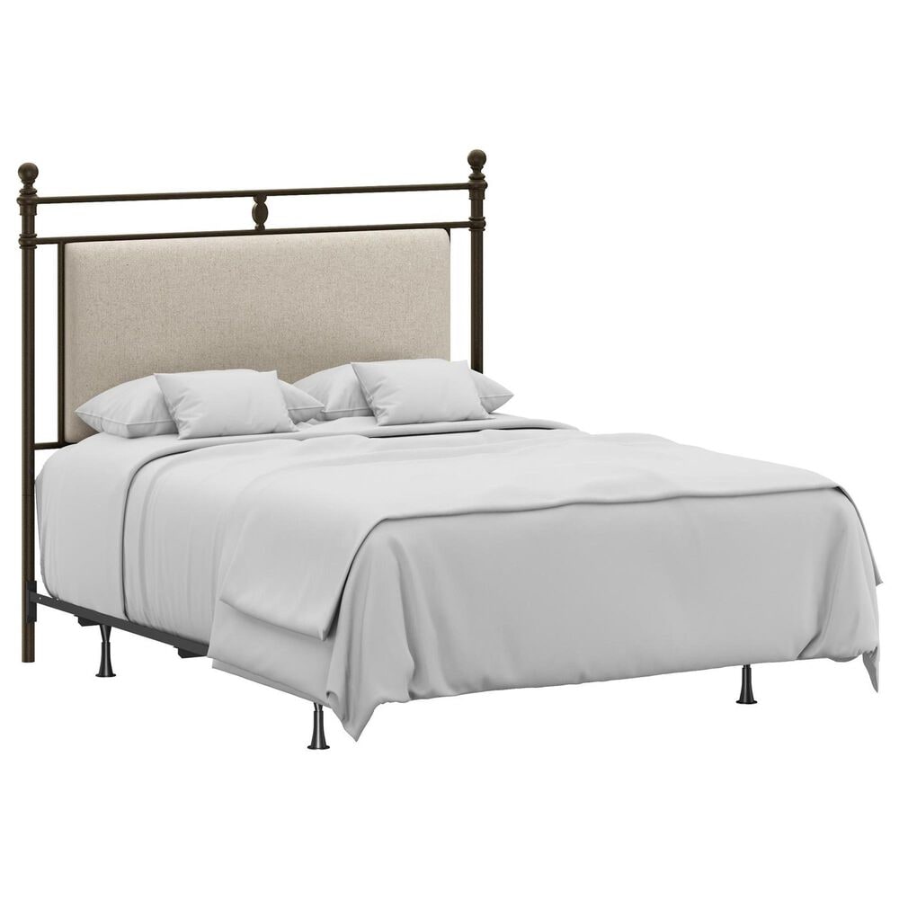 Richlands Furniture Ashley Queen Poster Panel Metal and Upholstered Bed in Brown and Rustic Brown, , large