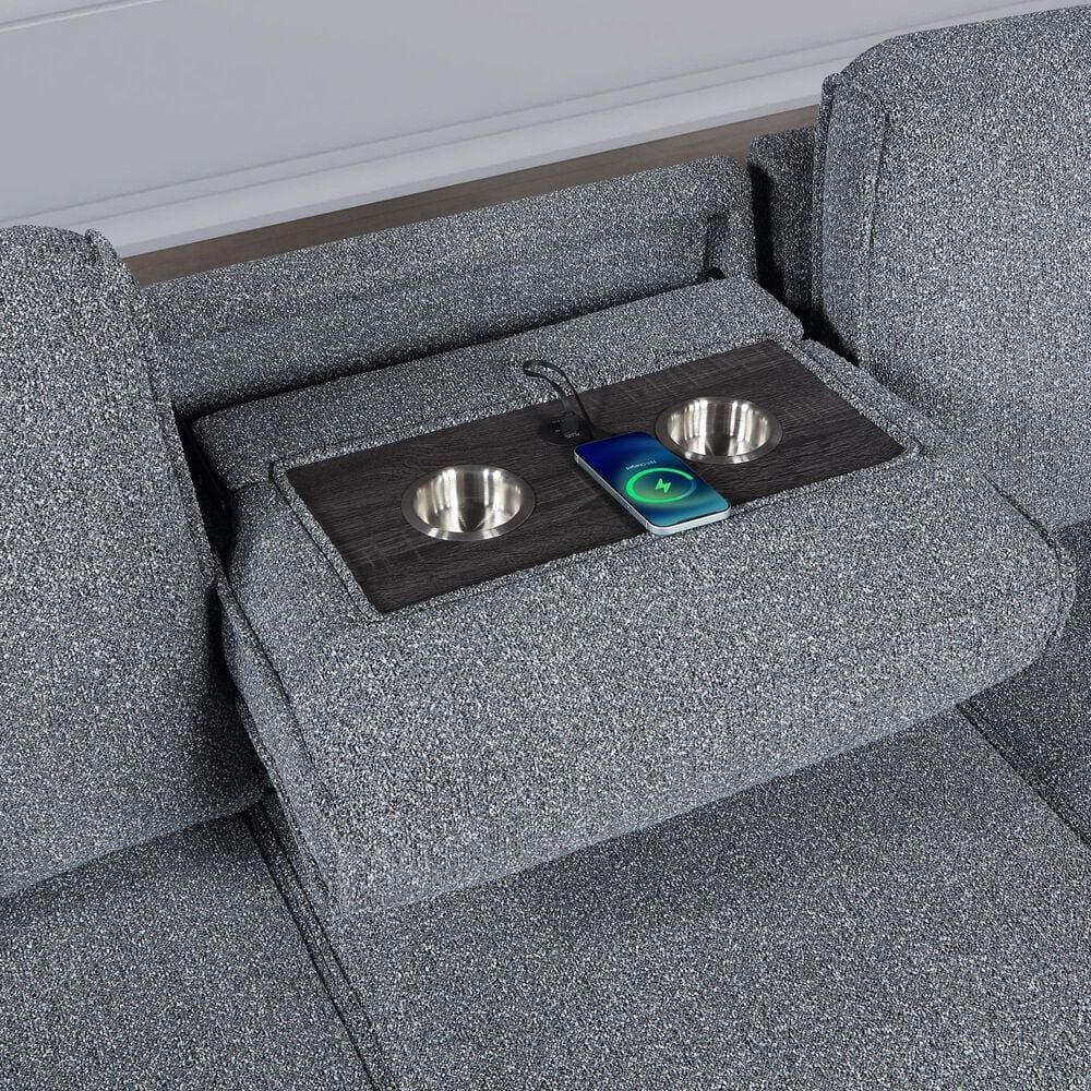 Modern Market 2-Piece Stationary Reversible Sofa Bed with Chaise in Dark Grey, , large