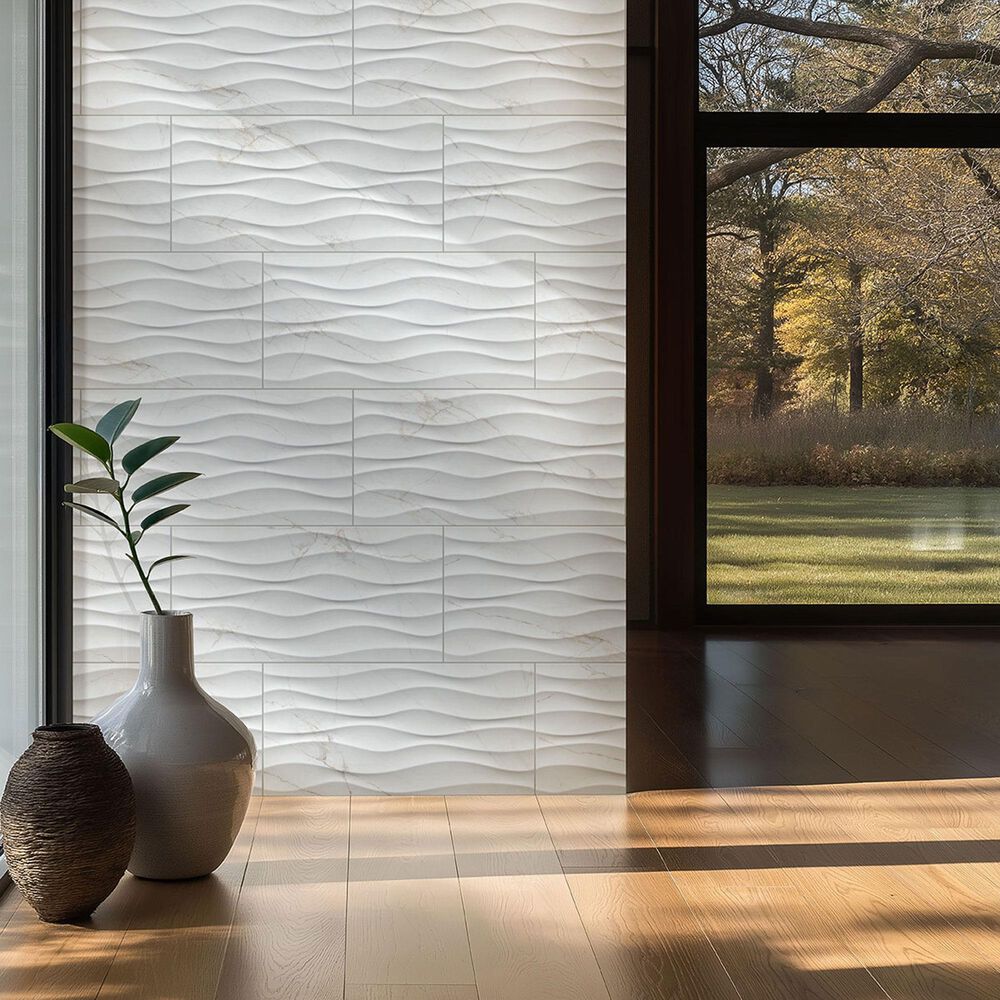 MS International Dymo Calacatta Wavy White 12&quot; x 24&quot; Ceramic Tile, , large