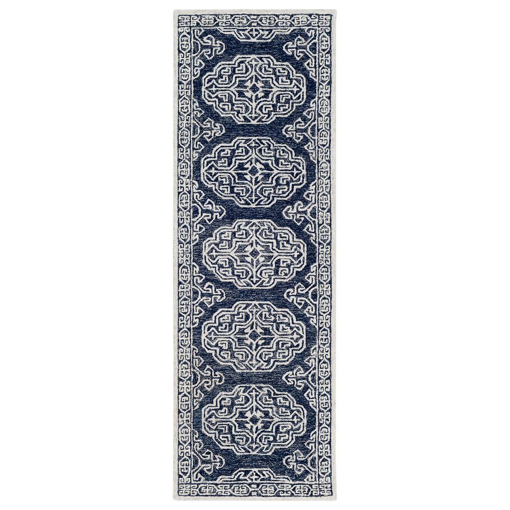 Surya Granada GND-2308 2"6" x 10" Dark Blue, Ivory and Charcoal Runner Rug, , large