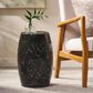 Hearth and Haven Ruby Outdoor Barrel End Table with Lace-Cut Design in Black, , large