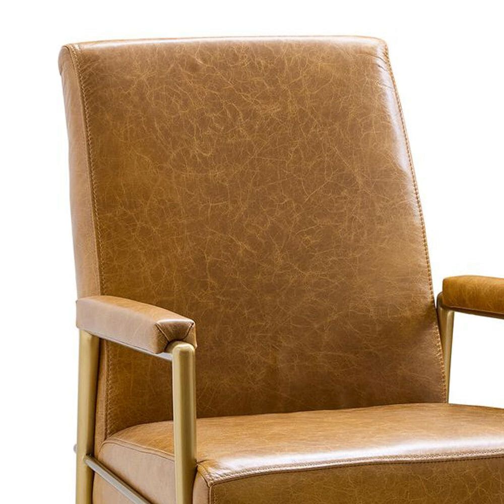 Uttermost Maxim Arm Chair in Light Antique Brass and Top Grain Leather in Parchment, , large