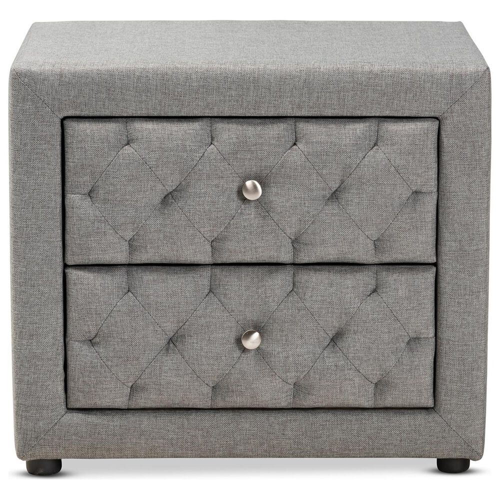 Baxton Studio Lepine 2 Drawer Nightstand in Gray, , large