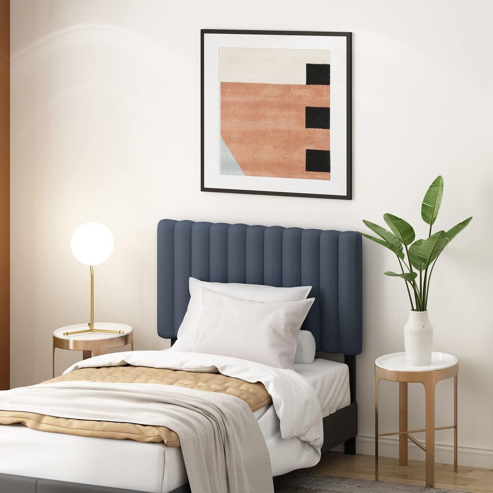 HOMLUX Roanne Twin Upholstered Tufted Headboard in Denim, , large