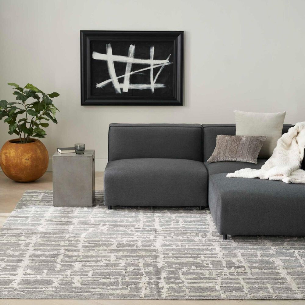 Nourison Luna 8&#39;6&quot; x 11&#39;6&quot; Grey and Silver Area Rug, , large