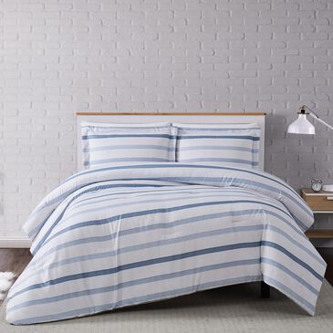 Pem America Truly Soft Waffle 2-Piece Twin XL Duvet Set in White and Blue, , large
