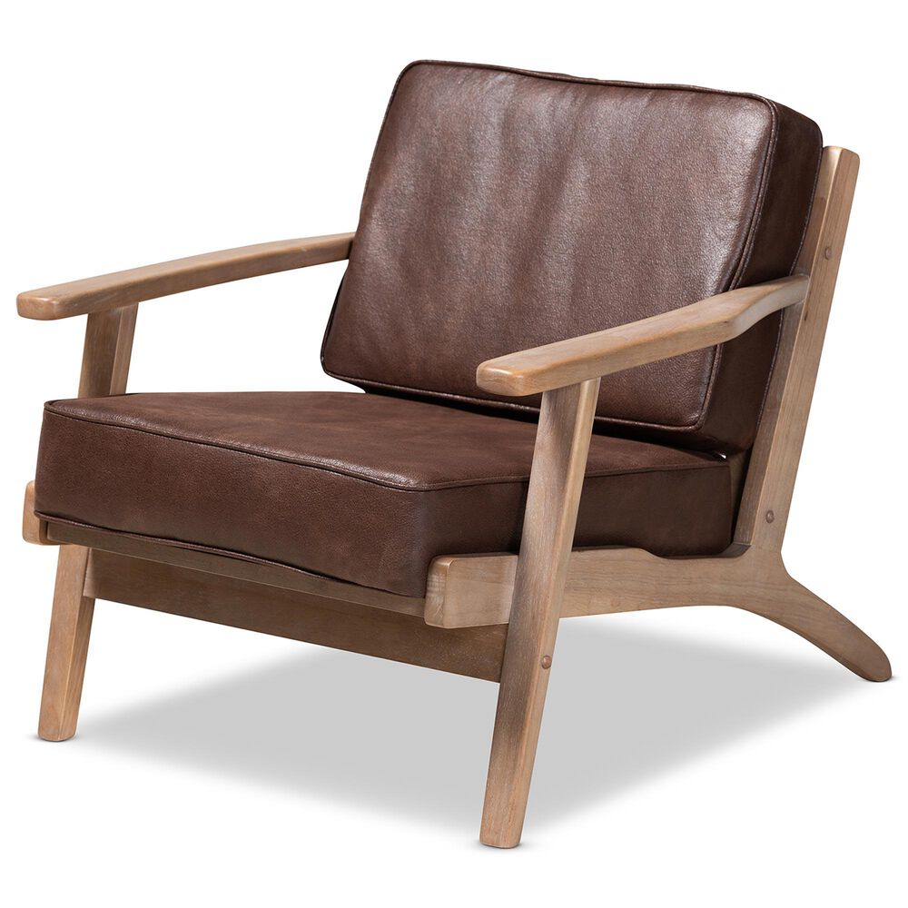 Baxton Studio Sigrid Arm Chair in Dark Brown, , large