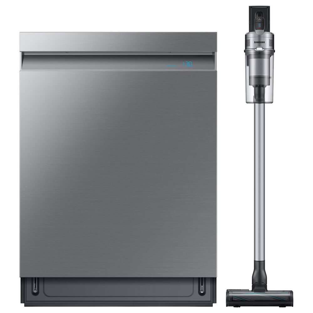 Samsung 2-Piece 24" Built-In Pocket Handle Dishwasher in Stainless Steel with Jet 75+ Cordless Stick Vacuum, , large