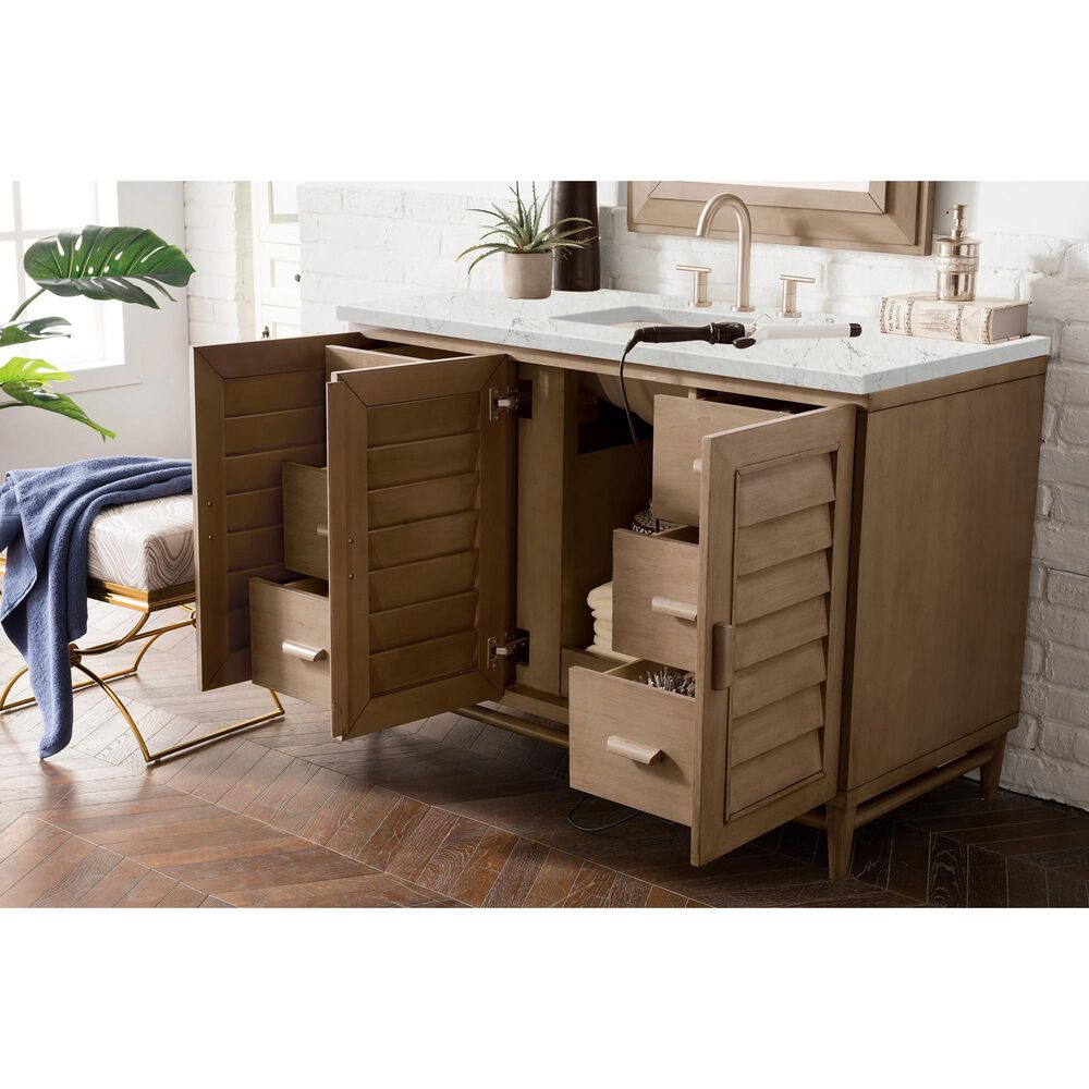 James Martin Vanities Portland 48&quot; Single Bathroom Vanity in Whitewashed Walnut with 3 cm Eternal Jasmine Pearl Quartz Top and Rectangular Sink, , large