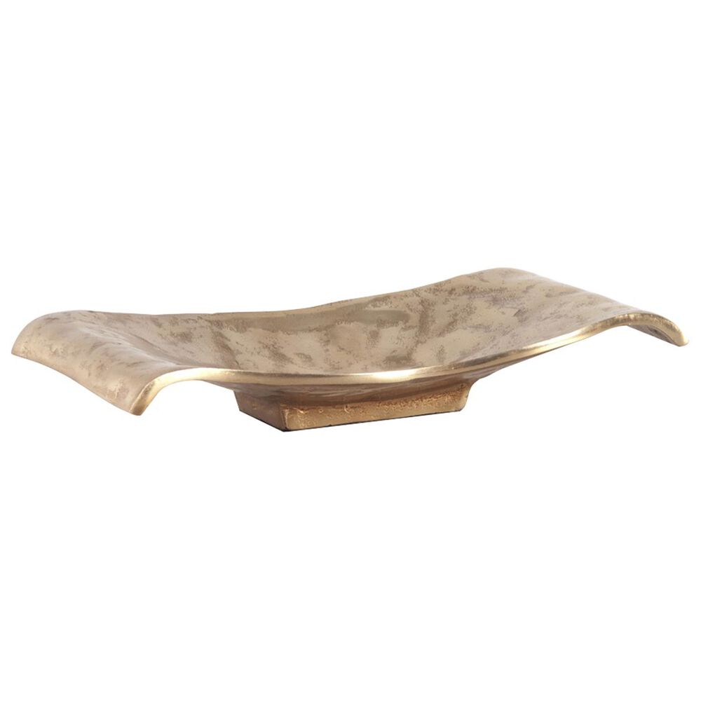 Howard Elliott Small Scrolled Metal Tray/Wall Art in Textured Gold, , large