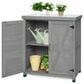 Hearth and Haven Outdoor Wooden Storage Cabinet with Metal Top and Adjustable Protective Footpad in Gray, , large