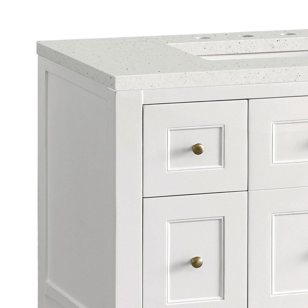 James Martin Vanities Breckenridge 72&quot; Double Bathroom Vanity in Bright White with 3 cm Lime Delight Quartz Top and Rectangular Sinks, , large