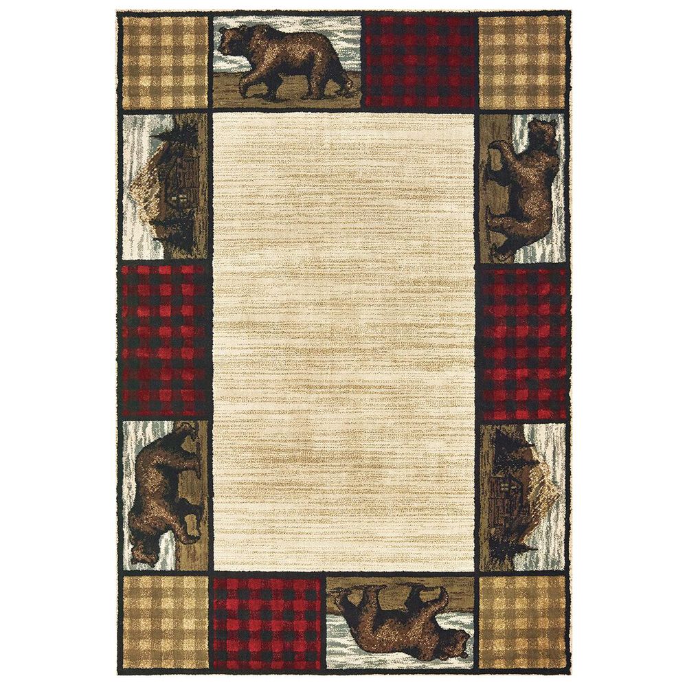 Oriental Weavers Woodlands 9603C 5"3" x 7"3" Ivory Area Rug, , large
