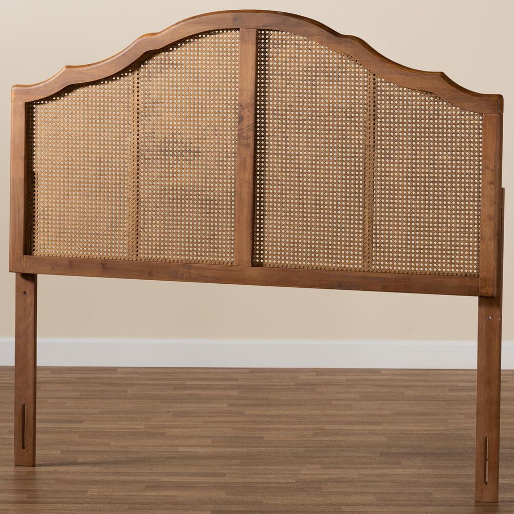 Baxton Studio Iris King Arched Headboard in Ash Walnut, , large