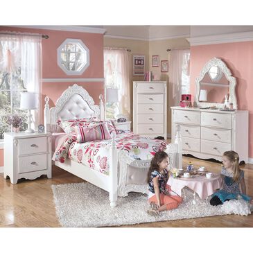 Signature Design by Ashley Exquisite 4 Piece Twin Poster Bedroom Set in White, , large