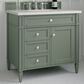 James Martin Vanities Brittany 36" Single Bathroom Vanity in Smokey Celadon with 3 cm White Zeus Quartz Top and Rectangular Sink, , large