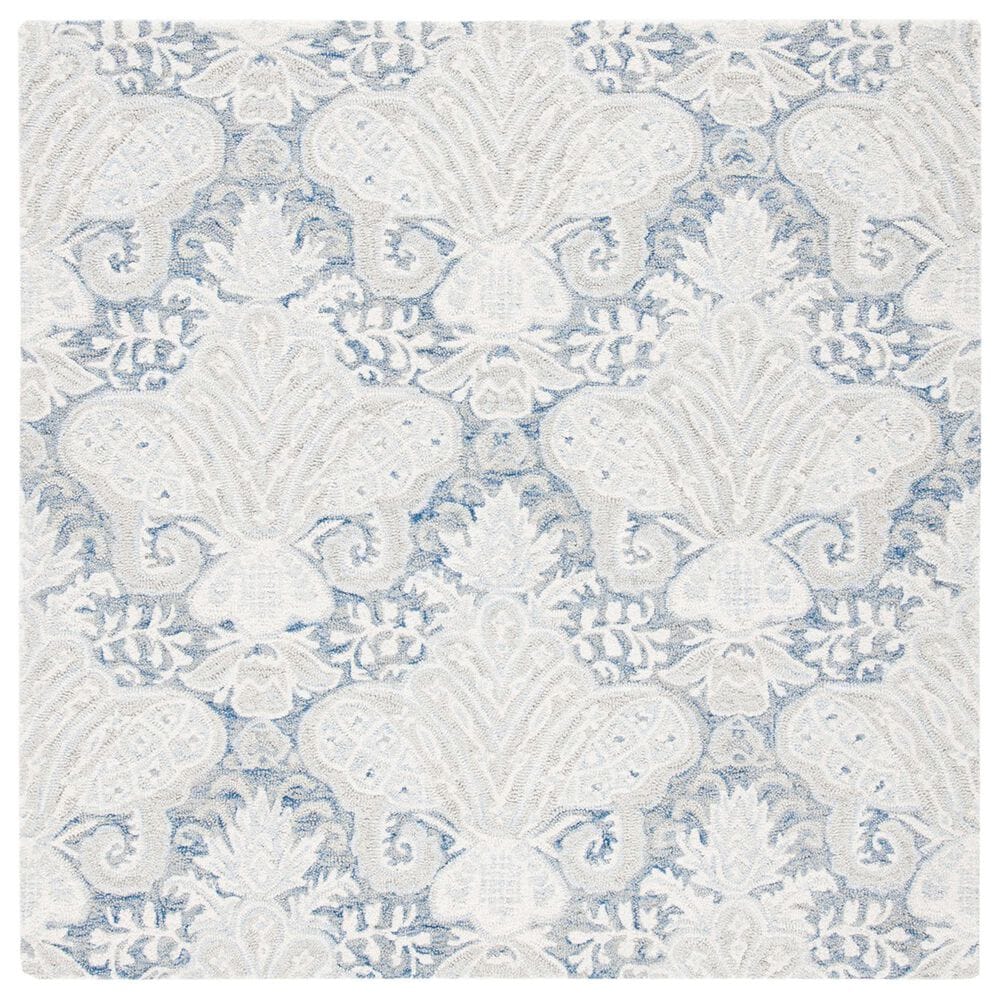 Safavieh Micro-Loop MLP539M 5" Square Blue and Ivory Area Rug, , large