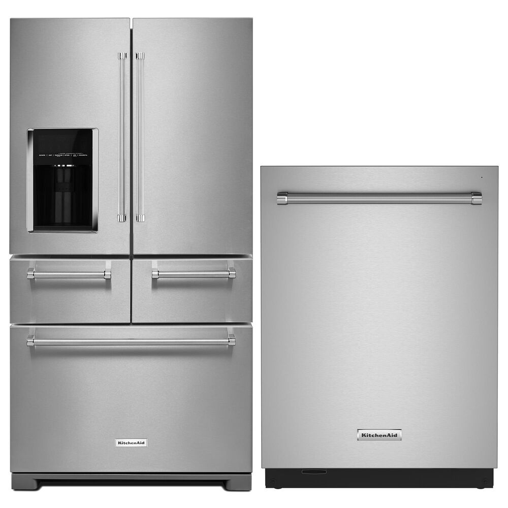 KitchenAid 2-Piece Kitchen Package with 25.8 Cu. Ft. Refrigerator and 24" Built In Towel Bar Dishwasher in Stainless Steel, , large