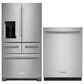 KitchenAid 2-Piece Kitchen Package with 25.8 Cu. Ft. Refrigerator and 24" Built In Towel Bar Dishwasher in Stainless Steel, , large