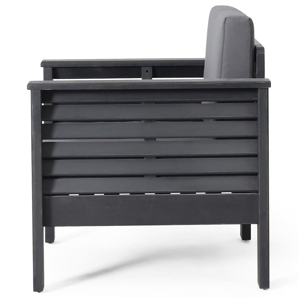 Hearth and Haven Outdoor Acacia Wood Club Chair with Dark Gray Cushions in Gray, , large