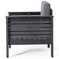 Hearth and Haven Outdoor Acacia Wood Club Chair with Dark Gray Cushions in Gray, , large