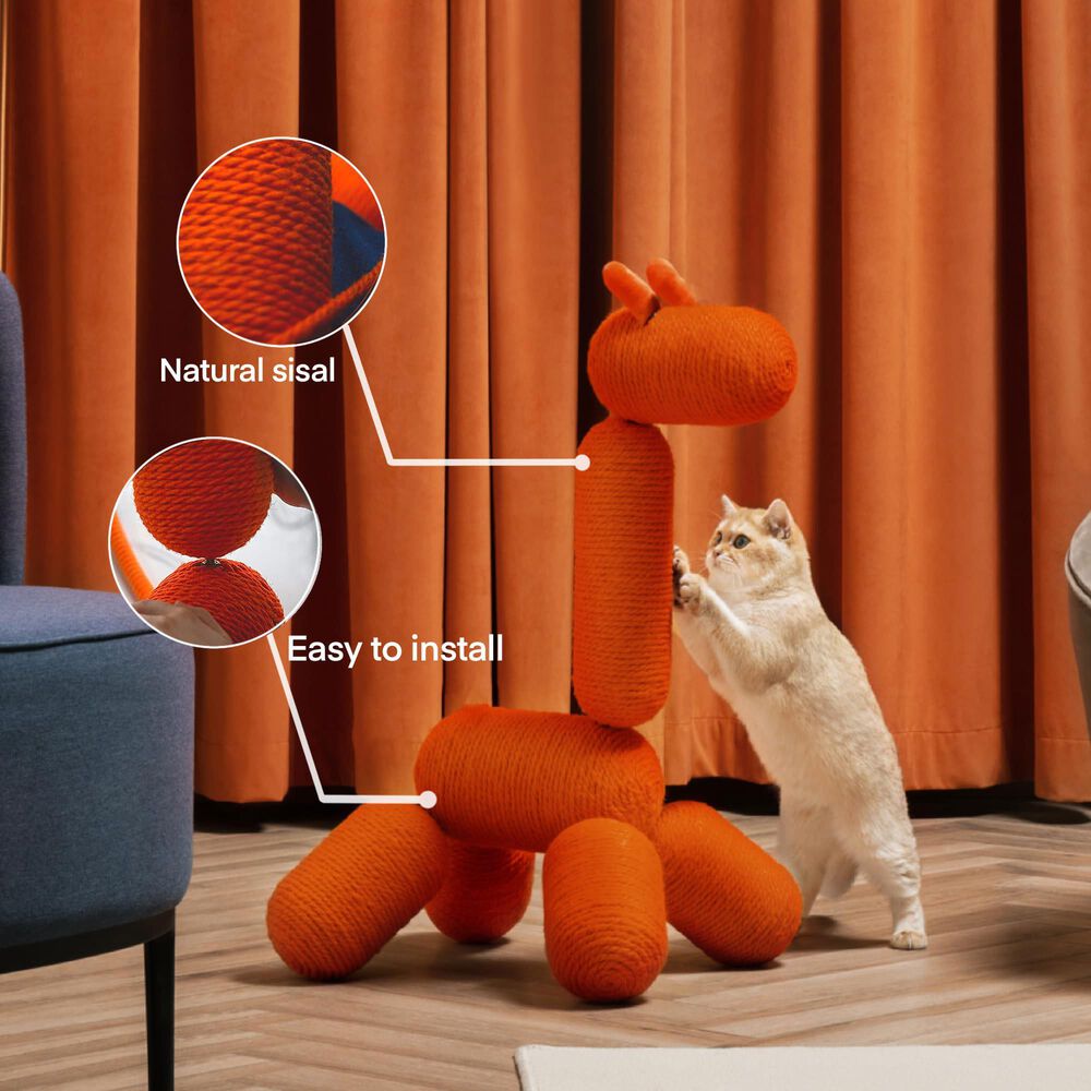 HOMLUX Giraffe Cat Tower Climb Toy Play Center in Orange, , large