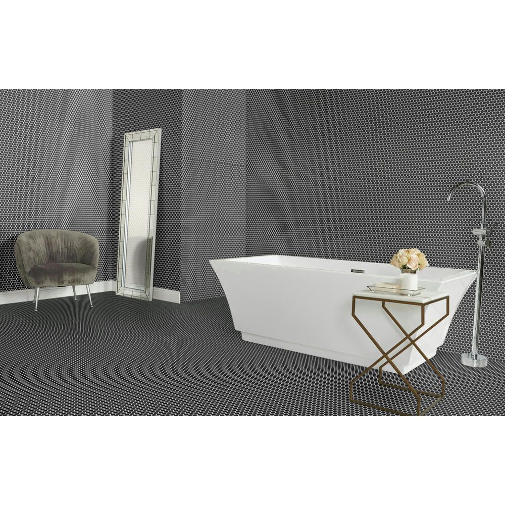 Dal-Tile Color Wheel Matte Black 13&#39;&#39; X 11&#39;&#39; Ceramic Mosaic Sheet, , large