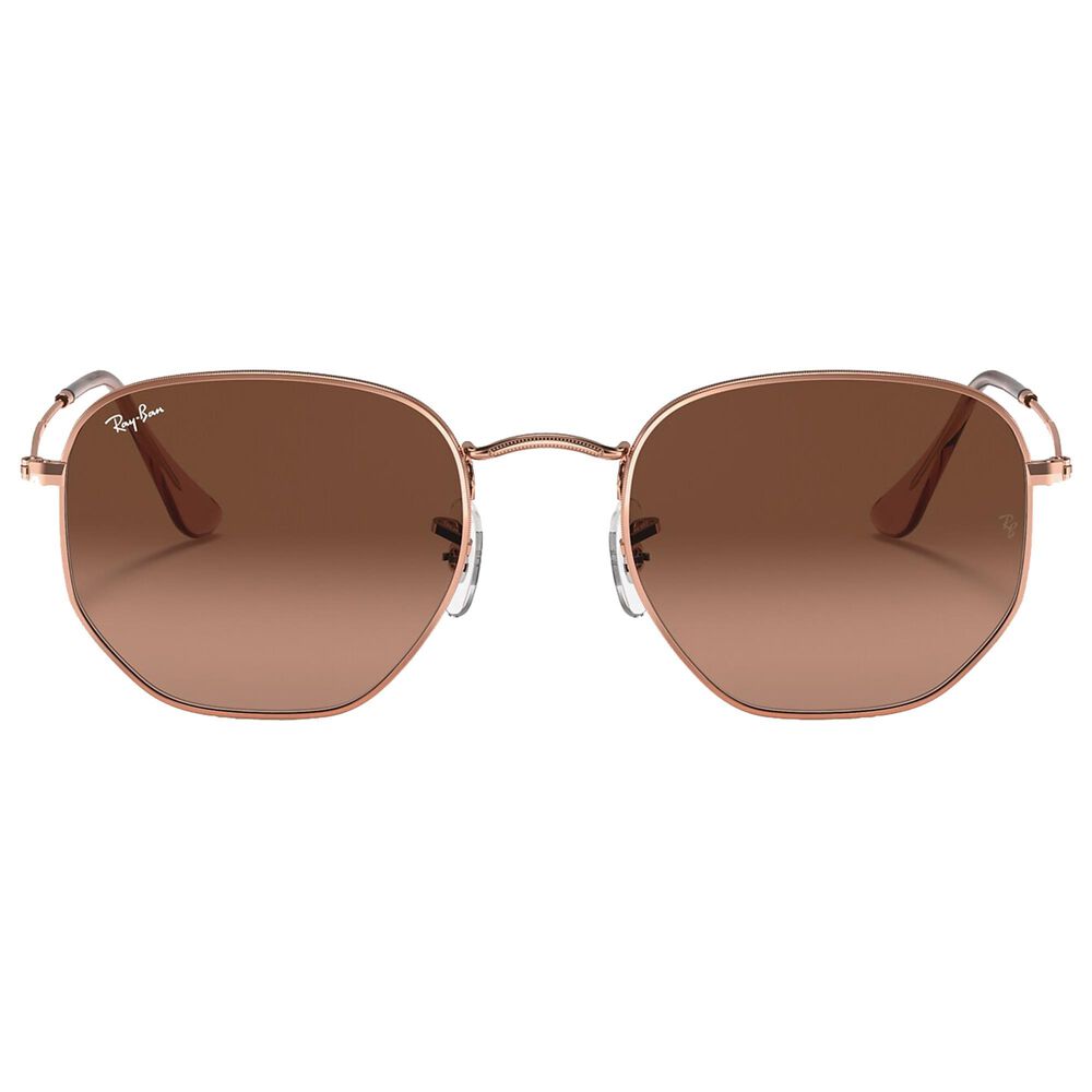 Ray-Ban Hexagonal Flat Sunglasses with Brown Lenses in Polished Copper, , large