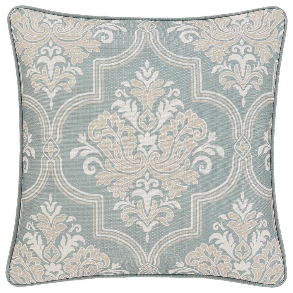 J. Queen New York Tranquility 20" Square Throw Pillow in Aqua, Cream and Gold, , large