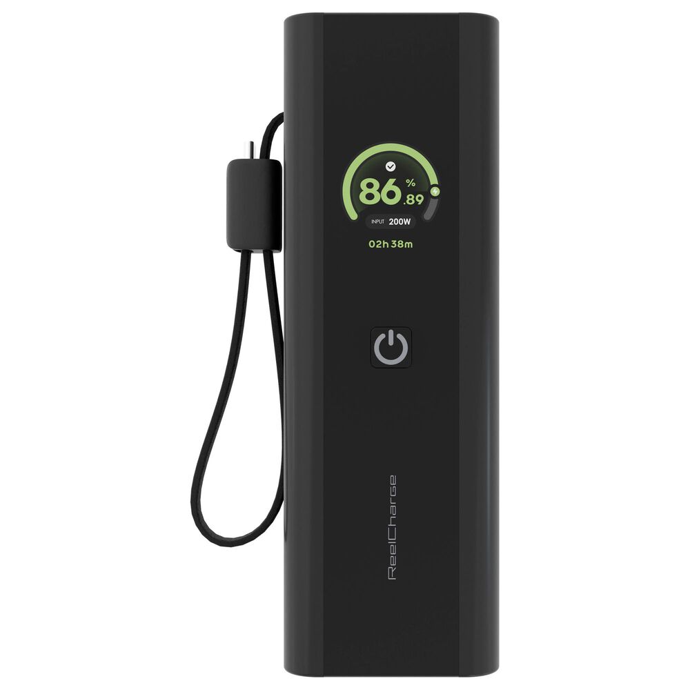 ReelCharge 27,000 mAh Power Bank with Integrated Cable and Smart Display in Charcoal, , large