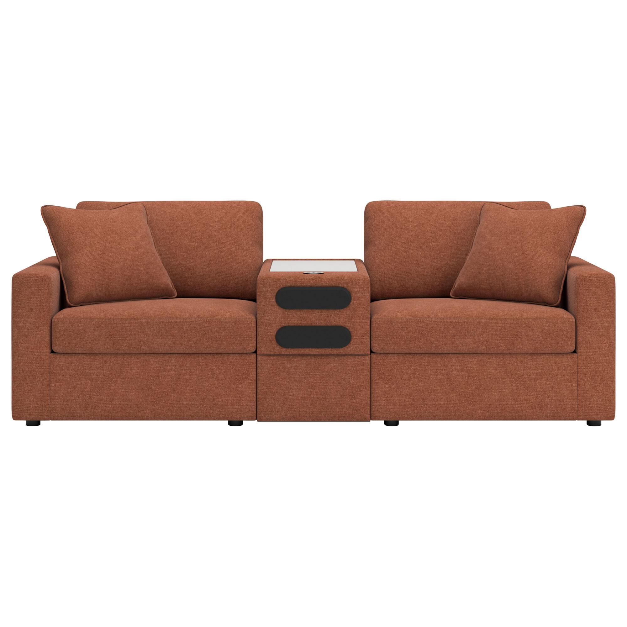 Ashley Modmax 3-Piece Stationary Loveseat with Audio Console