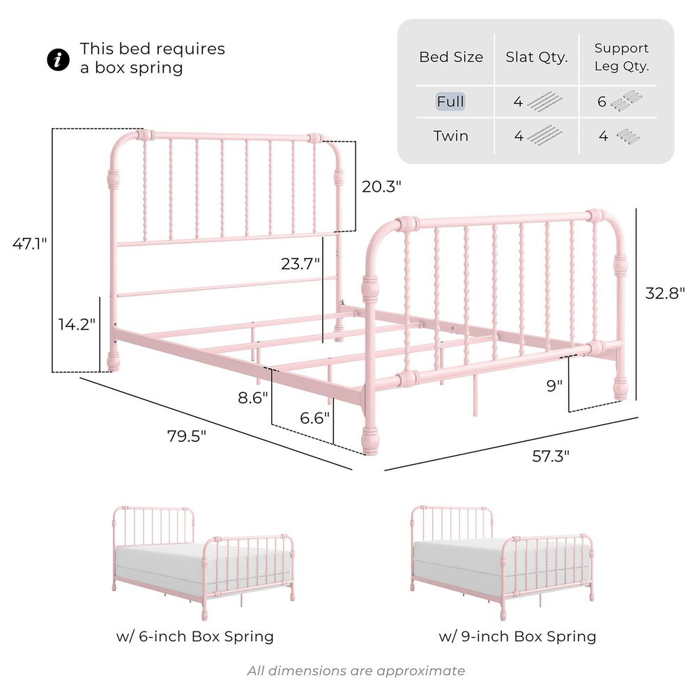 Furniture of America Wren Full Spindle Kids Bed in Pink, , large