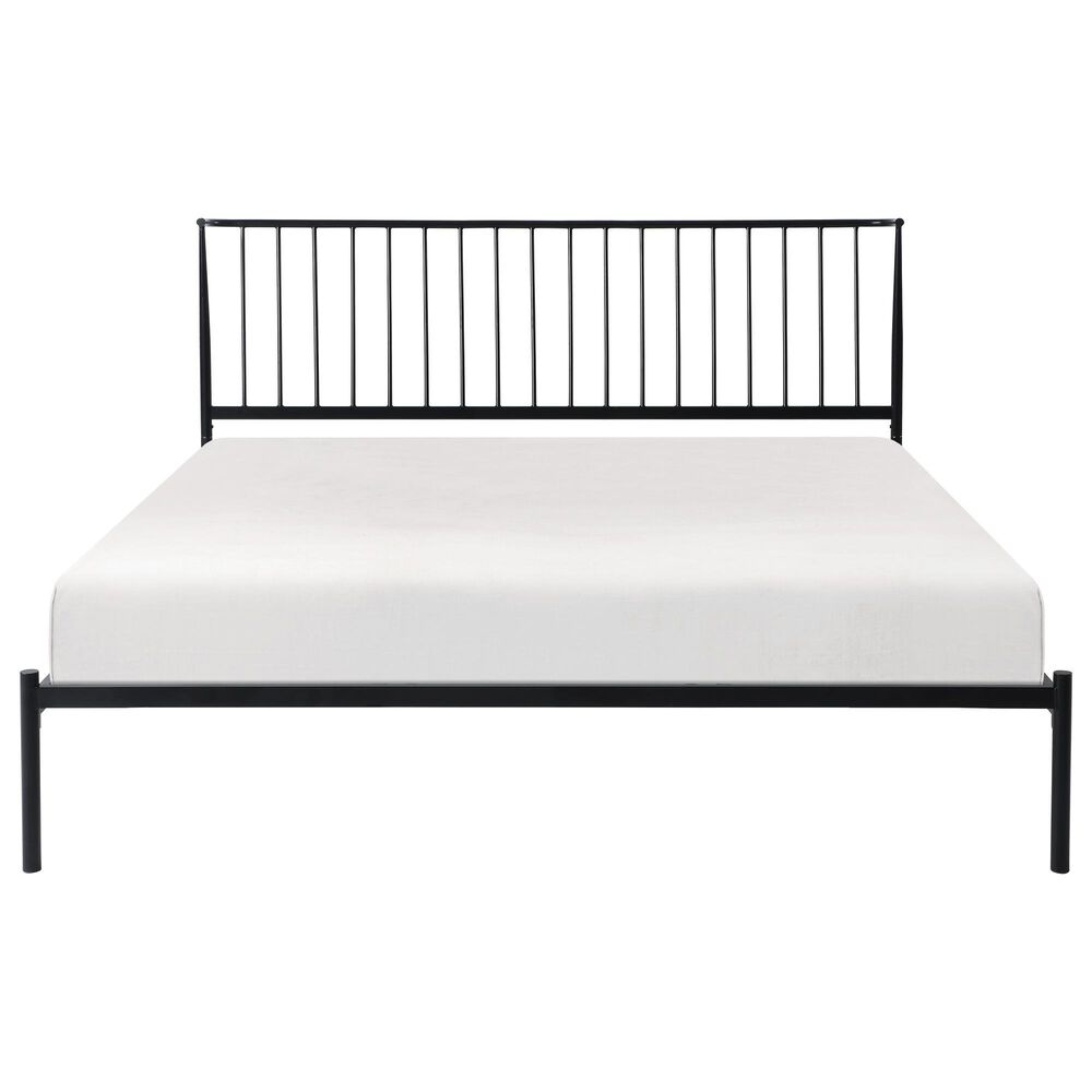 Hearth and Haven King Platform Bed with Angle Headboard in Black, , large
